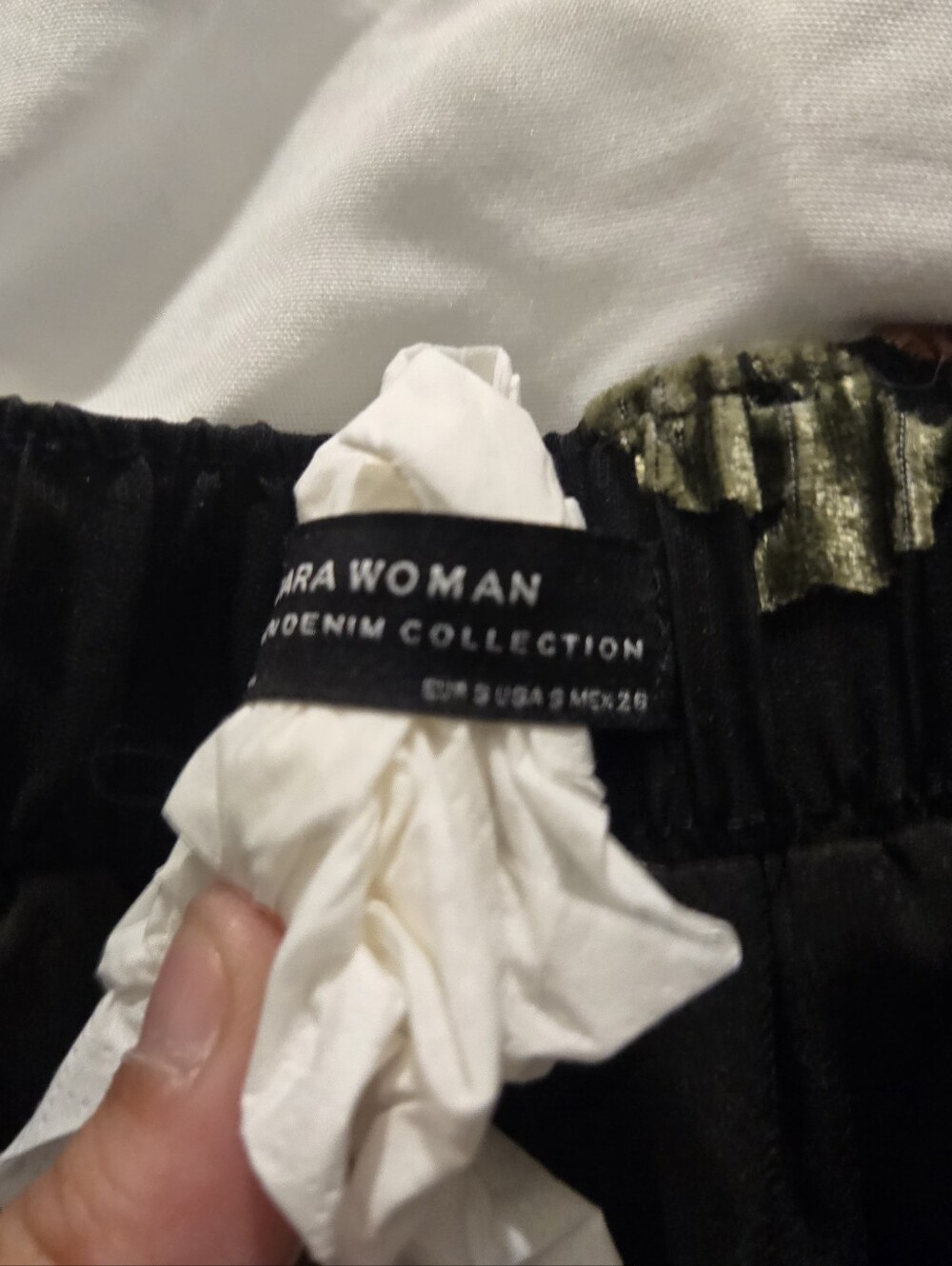 Zara Black Shorts with Olive Velvet Floral Detail - Picture 2 of 3